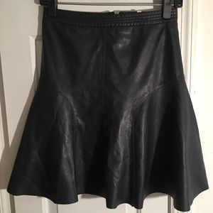 Vegan leather flounce skirt